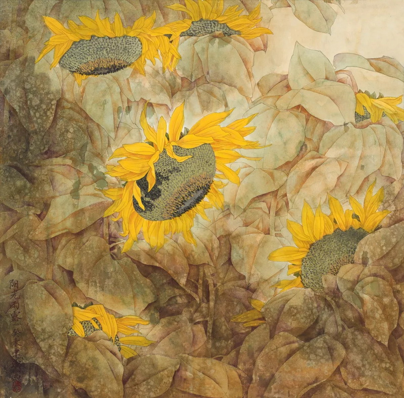 22《阳光雨露》68x68CM 中国画 2003年